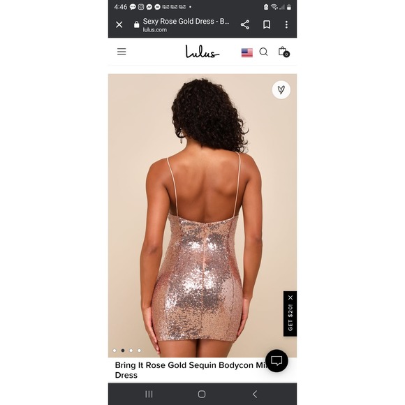 Lulu's Rosegold Sequin Bodycon Fully Lined Medium Dress - Picture 3 of 8